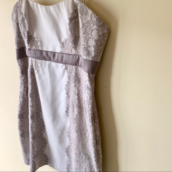 Strapless Satin Heart Shaped Dress w/ Lace Detail - Picture 2 of 6